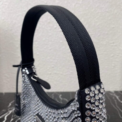 Replica Prada 1NE515 Satin mini-bag with artificial crystals Black 6