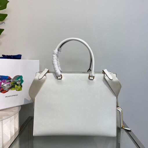 Replica Prada 1BA335 Large Saffiano leather handbag White