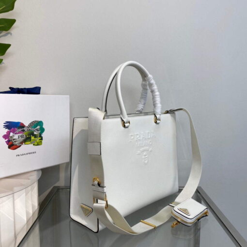 Replica Prada 1BA335 Large Saffiano leather handbag White 2