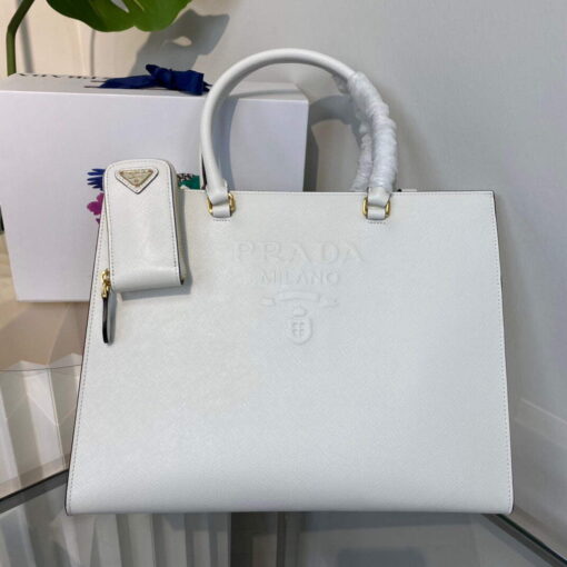 Replica Prada 1BA335 Large Saffiano leather handbag White 6
