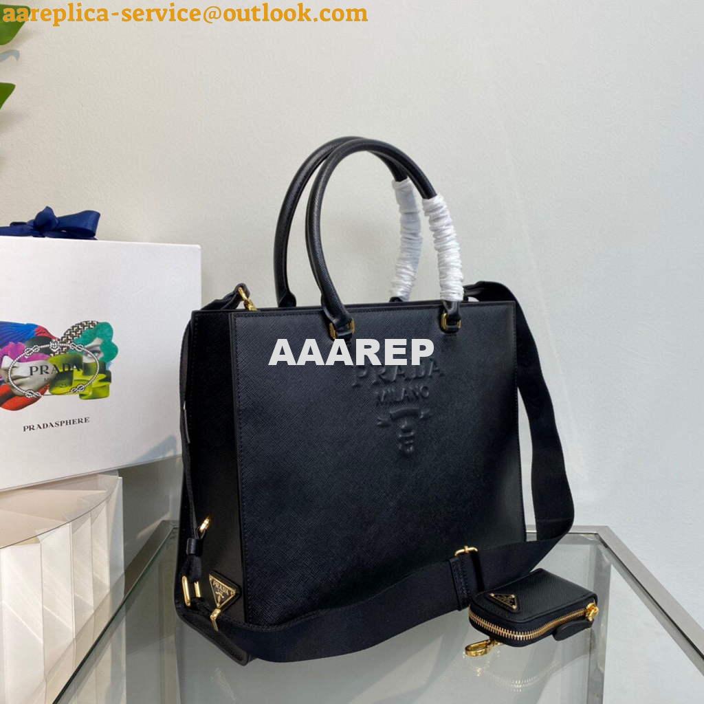Replica Prada 1BA335 Large Saffiano leather handbag Black 2 Replica Prada 1BA335 Large Saffiano leather handbag Black 2
