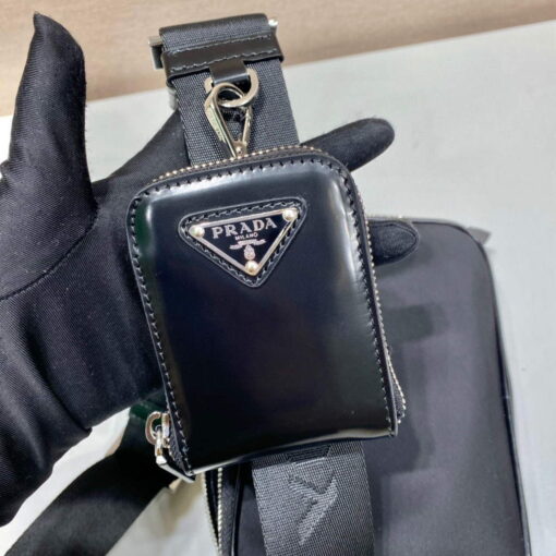 Replica Prada 2VH070 Saffiano nylon leather Prada Brique bag Black 5