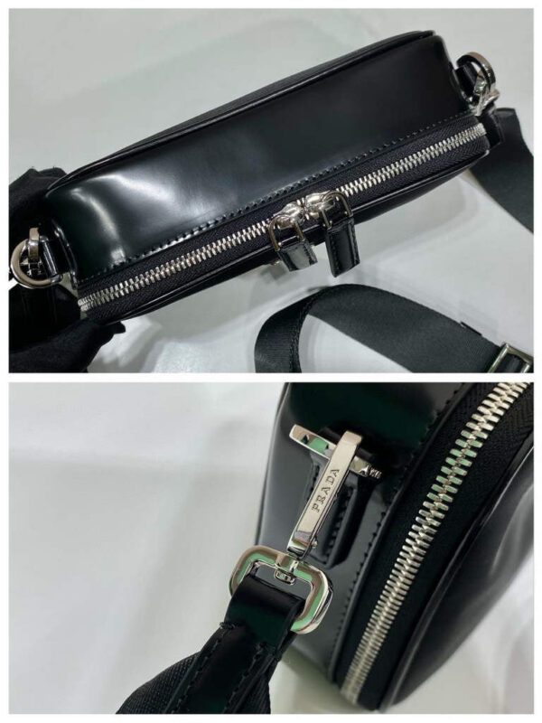Replica Prada 2VH070 Saffiano nylon leather Prada Brique bag Black 6