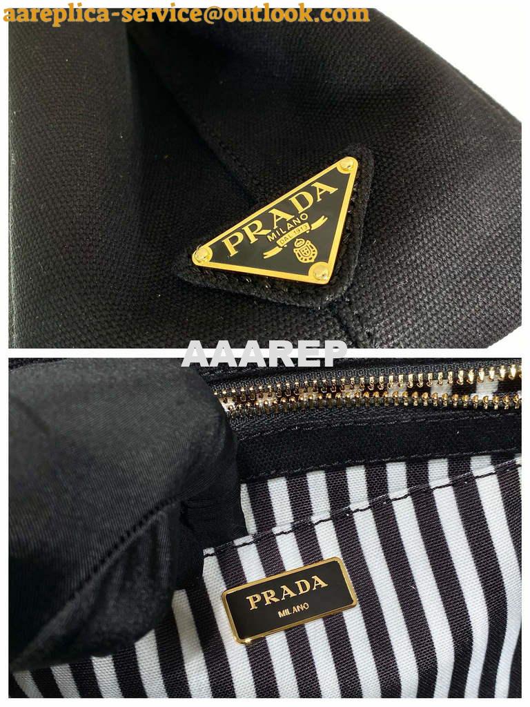 Replica Prada 1BG439 Denim Tote bag Black and white 8 Replica Prada 1BG439 Denim Tote bag Black and white 8