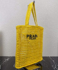 Replica Prada 1BG393 Raffia tote bag Yellow