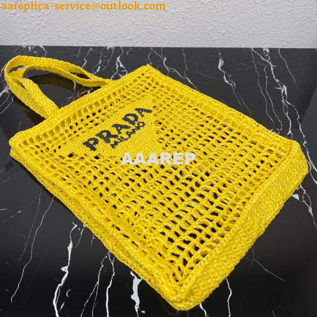 Replica Prada 1BG393 Raffia tote bag Yellow 3 Replica Prada 1BG393 Raffia tote bag Yellow 3