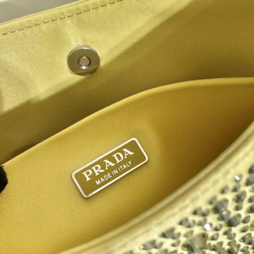 Replica Prada 1BC169 Prada Cleo satin bag with appliqués Yellow 8
