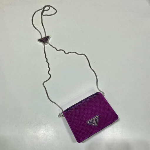 Replica Prada Cardholder with shoulder strap and sequins 1MR024 Purple 3