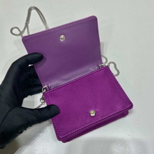 Replica Prada Cardholder with shoulder strap and sequins 1MR024 Purple 6