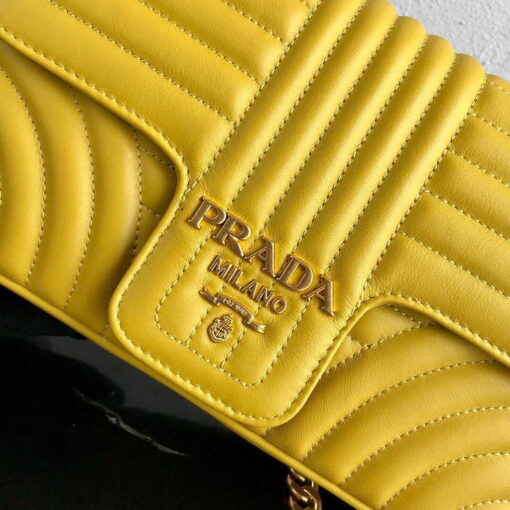 Replica Prada 1BD108 Medium Leather Prada Diagramme Bag Yellow 4