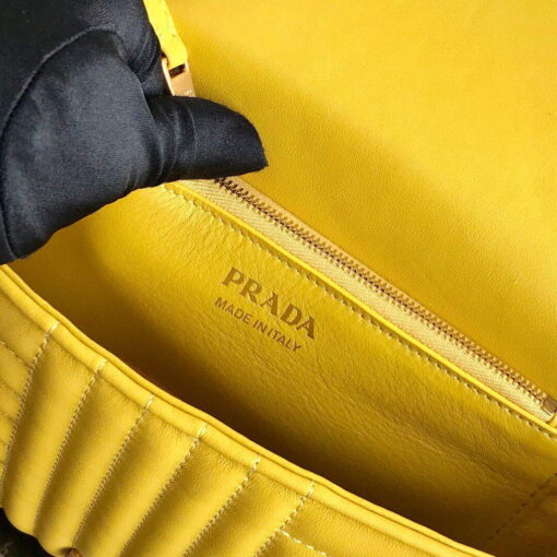 Replica Prada 1BD108 Medium Leather Prada Diagramme Bag Yellow 7