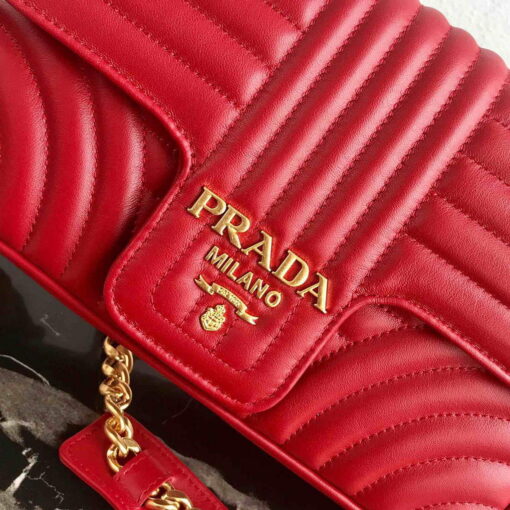Replica Prada 1BD108 Medium Leather Prada Diagramme Bag Red 5