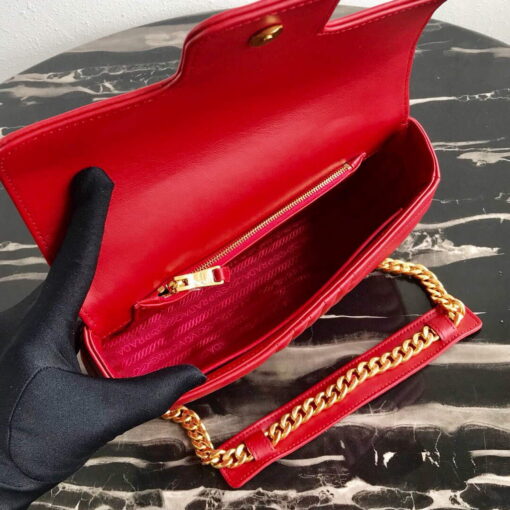 Replica Prada 1BD108 Medium Leather Prada Diagramme Bag Red 6