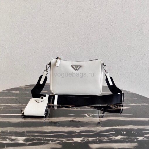 Replica Prada 2VH113 Saffiano leather shoulder Bag in White
