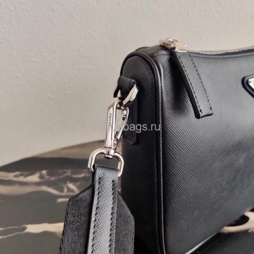 Replica Prada 2VH113 Saffiano Leather Shoulder Bag in Black 6
