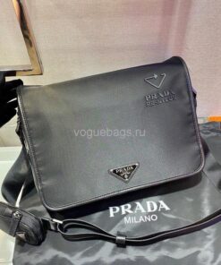 Replica Prada 2VD039 Re Nylon And Saffiano Leather Shoulder Bag in Black