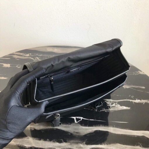 Replica Prada Nylon and Saffiano Leather Bag with Strap 2VD769 Black 7