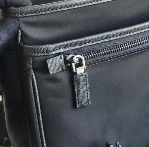 Replica Prada Nylon and Saffiano Leather Bag with Strap 2VD769 Black 8