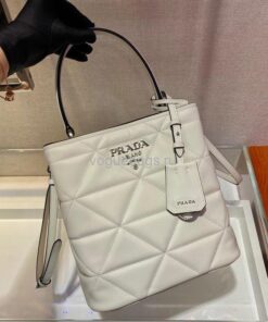 Replica Prada 1BA212 Medium Saffiano Leather Prada Panier Bag in White 2
