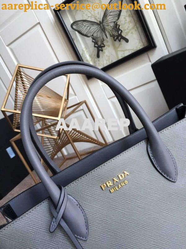 Replica Prada 1BA153 Large Saffiano Leather Handbag in Gray 2 Replica Prada 1BA153 Large Saffiano Leather Handbag in Gray 2