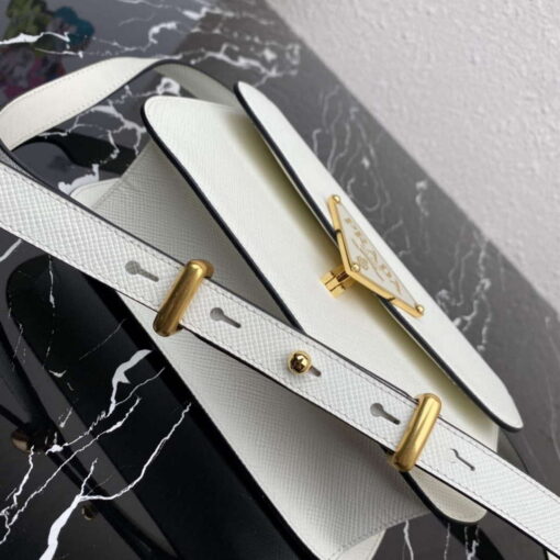 Replica Prada 1BD320 Prada Emblème Saffiano Shoulder Bag White 6