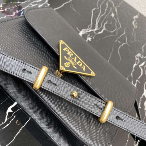 Replica Prada 1BD320 Prada Emblème Saffiano Shoulder Bag Black 6