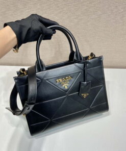 Replica Prada 1BA379 Small leather Prada Symbole bag with topstitching Black