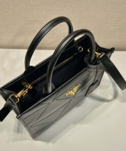 Replica Prada 1BA379 Small leather Prada Symbole bag with topstitching Black 2