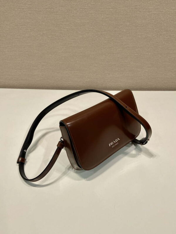 Replica Prada 2VD061 Black Brushed Leather Mini-bag With Shoulder Strap Brown 2