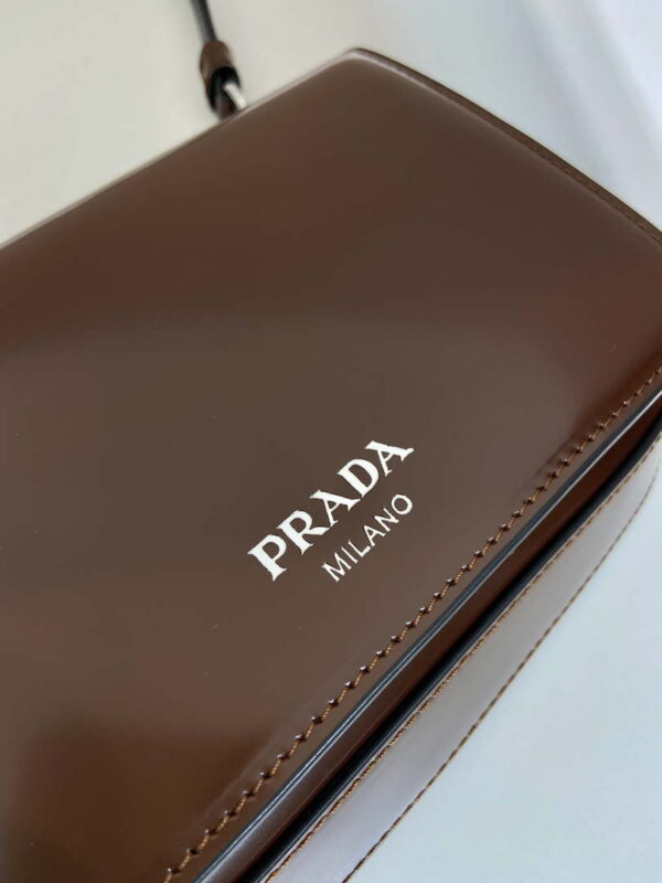 Replica Prada 2VD061 Black Brushed Leather Mini-bag With Shoulder Strap Brown 5