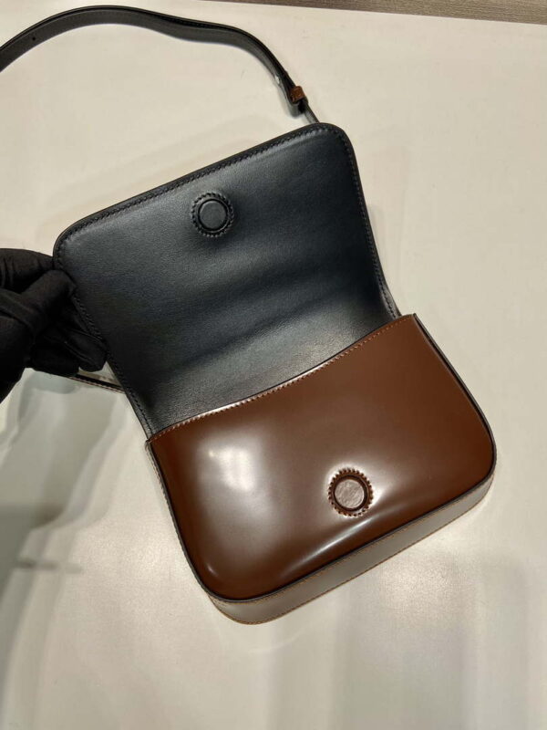 Replica Prada 2VD061 Black Brushed Leather Mini-bag With Shoulder Strap Brown 6