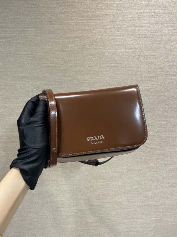 Replica Prada 2VD061 Black Brushed Leather Mini-bag With Shoulder Strap Brown 9