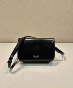 Replica Prada 2VD061 Black Brushed Leather Mini-bag With Shoulder Strap Black