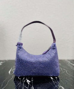 Replica Prada 1NE515 Satin mini-bag with artificial crystals Purple