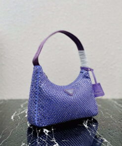 Replica Prada 1NE515 Satin mini-bag with artificial crystals Purple 2