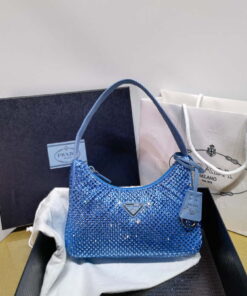 Replica Prada 1NE515 Satin mini-bag with artificial crystals Blue