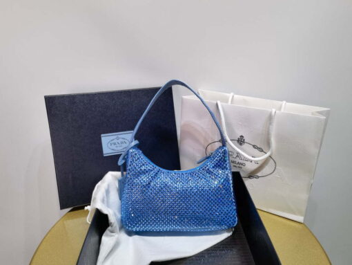 Replica Prada 1NE515 Satin mini-bag with artificial crystals Blue 3