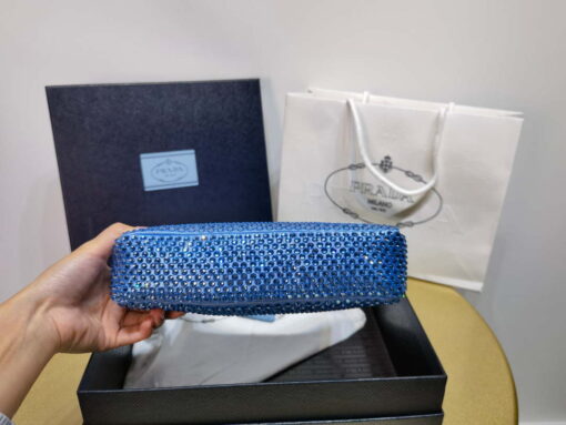 Replica Prada 1NE515 Satin mini-bag with artificial crystals Blue 4