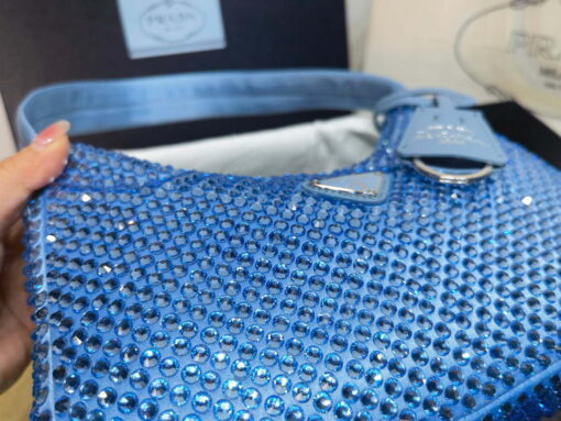 Replica Prada 1NE515 Satin mini-bag with artificial crystals Blue 5