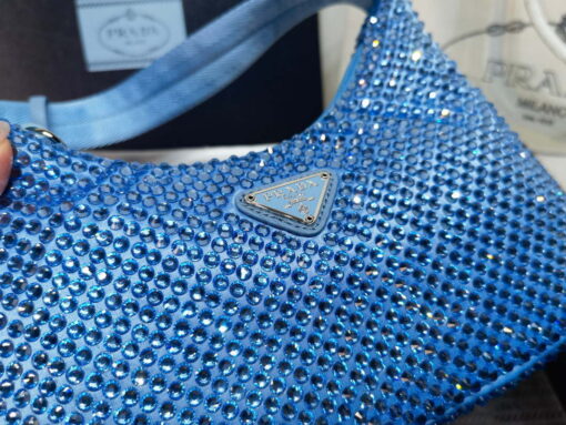 Replica Prada 1NE515 Satin mini-bag with artificial crystals Blue 6