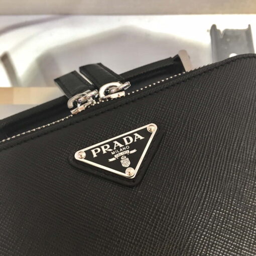 Replica Prada 2VH070 Saffiano Black leather Prada Brique bag 5