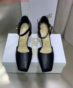 Replica Dior Women’s Shoes Rhodes Heeled Shaped and hollow Shoes D88230 Black