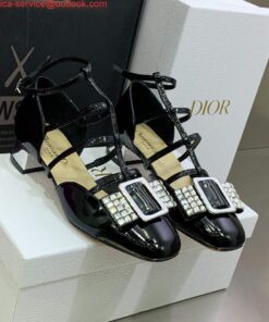 Replica Dior Women’s Shoes La Parisienne Dior Ballerina Flat KDB736PMI Black 2