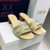 Replica Dior Women’s Shoes Dway Heeled Slide Metallic Thread Strass KCQ244LCS Pink 9