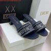 Replica Dior Women’s Shoes Dway Heeled Slide Metallic Thread Strass KCQ244LCS Black 10