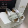Replica Dior Women’s Shoes Dway Heeled Slide Metallic Thread Strass KCQ244LCS Gold 10