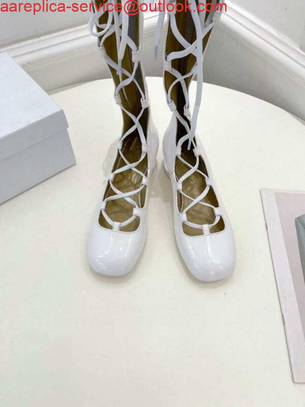 Replica Dior Women‘s KDI760VNI ARTY Hight lace-up ankle boots in white patent and calfskin 5