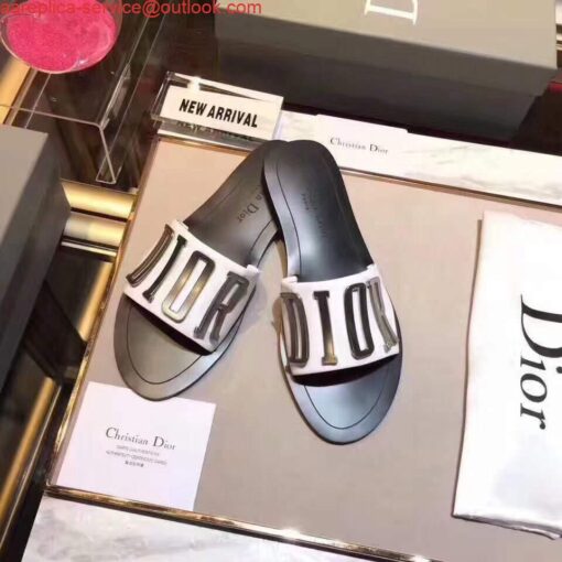 Replica Dior 81178 Dior Letter slippers Sandals White Black logo