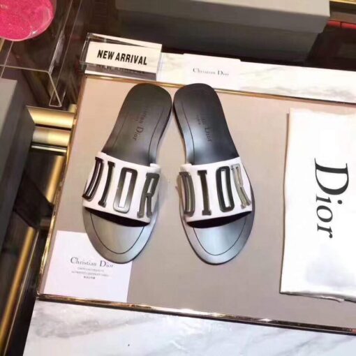 Replica Dior 81178 Dior Letter slippers Sandals White Black logo 3