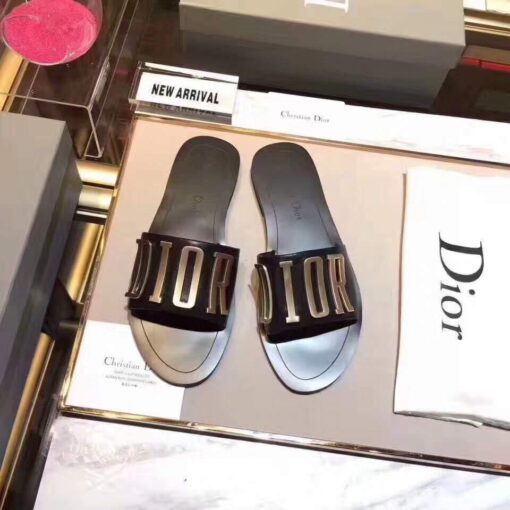 Replica Dior 81178 Dior Letter slippers Sandals White Black logo 7